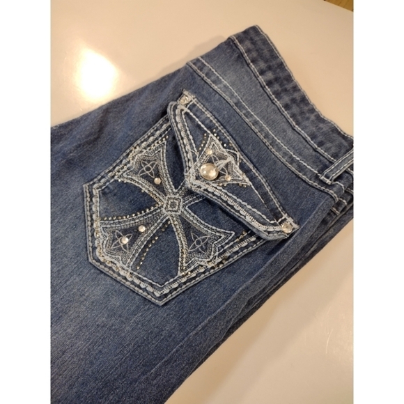 Mudd blingy contrast stitching button flap jeans - Picture 7 of 16